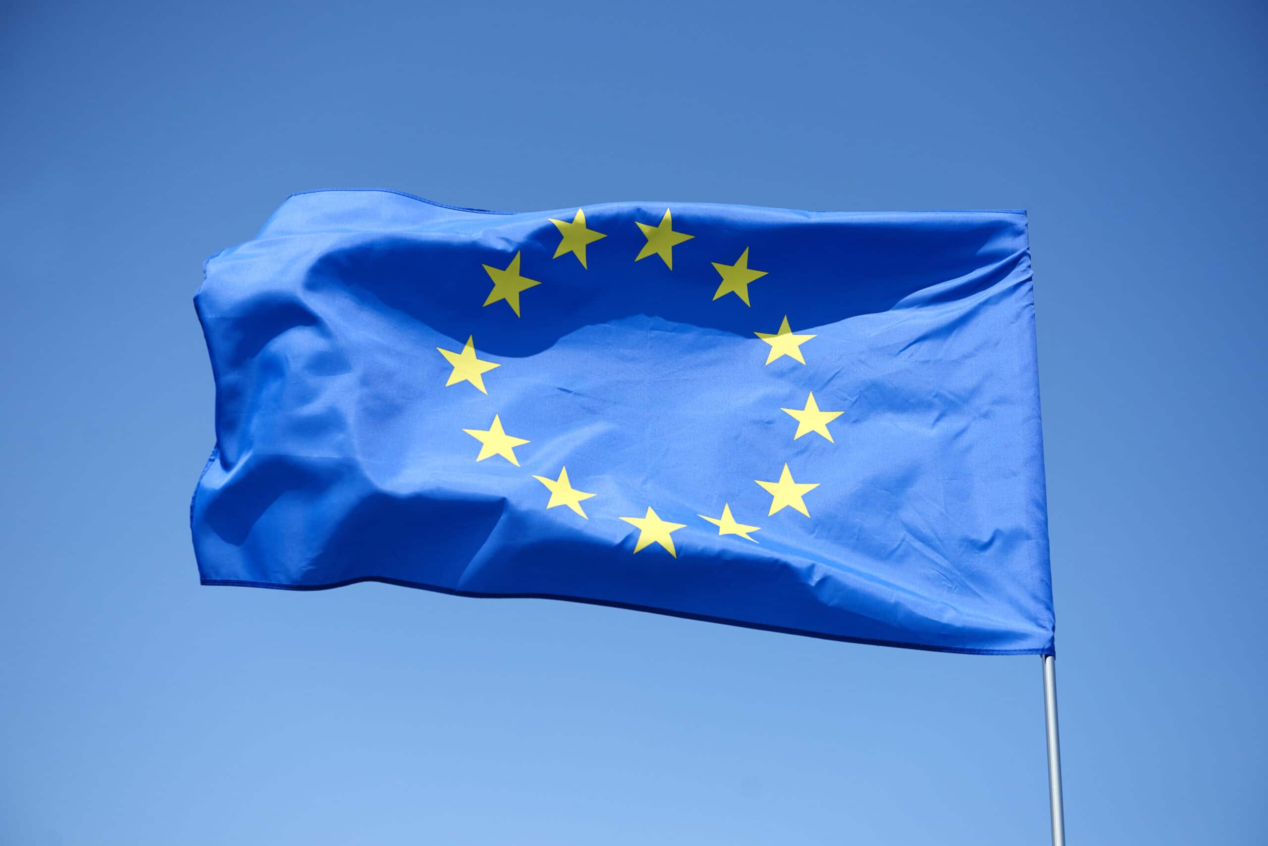 European Union flag on the blue background